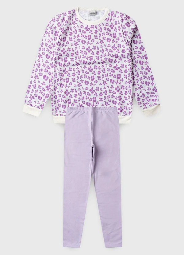 Vida Costeira - Conjunto Feminino de Moletom Oncinha Lilás 4