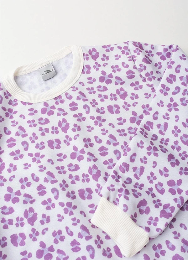 Vida Costeira - Conjunto Feminino de Moletom Oncinha Lilás 5