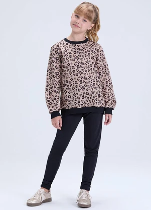 Vida Costeira - Conjunto Feminino de Moletom Oncinha Preto - VIDA COSTEIRA