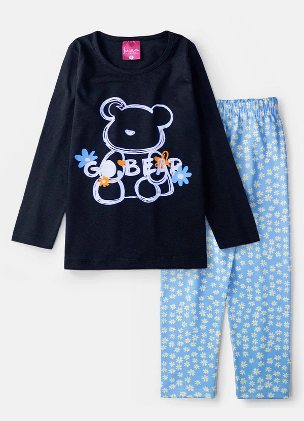 Laluna - Conjunto Feminino Go Bear Preto