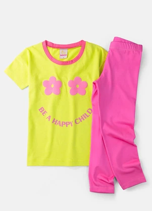 Laluna - Conjunto Feminino Happy Child Amarelo Lima - LALUNA