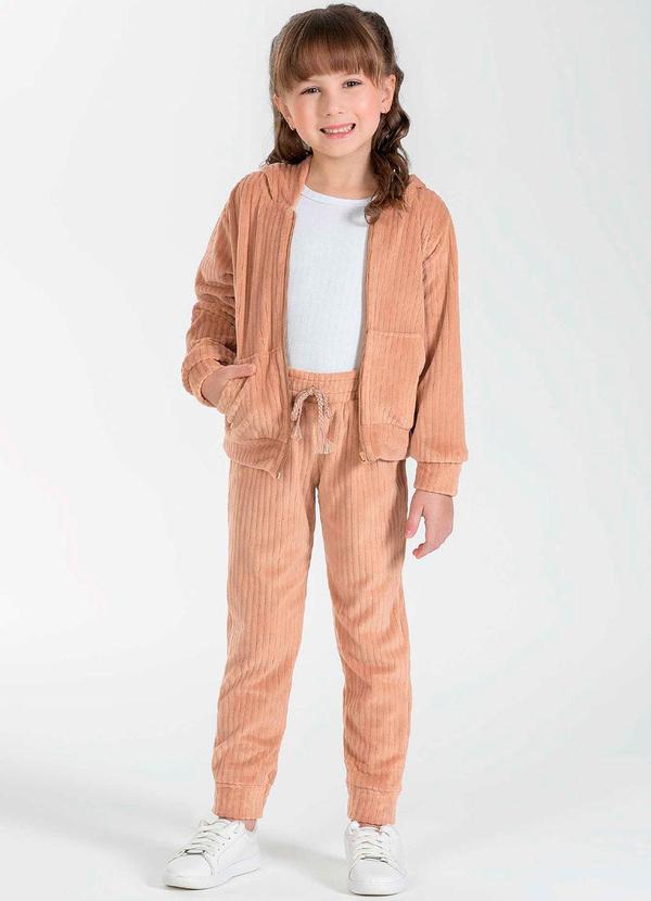 Cativa Kids - Conjunto Feminino Infantil Aveludado Marrom