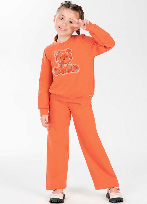 Cativa Kids - Conjunto Feminino Infantil Bordado Laranja