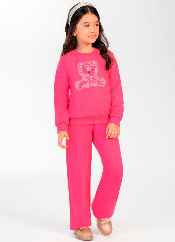 Cativa Kids - Conjunto Feminino Infantil Bordado Rosa