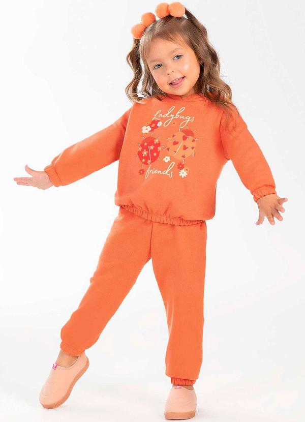 Cativa Kids - Conjunto Feminino Infantil com Capuz Laranja