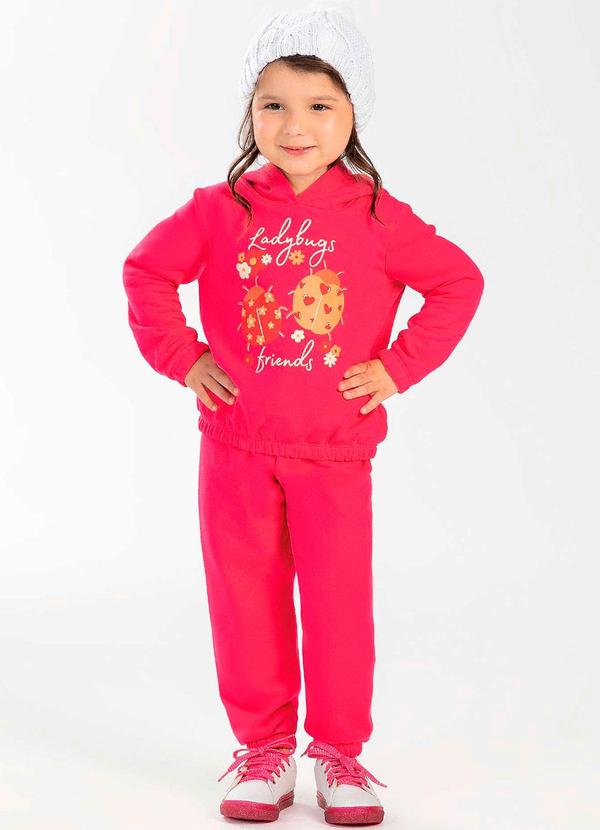 Cativa Kids - Conjunto Feminino Infantil com Capuz Rosa