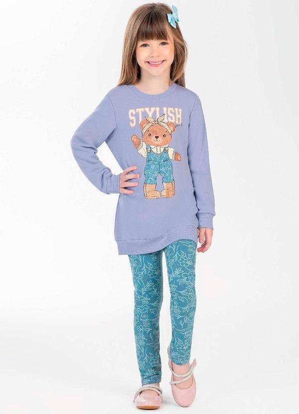 Cativa Kids - Conjunto Feminino Infantil com Estampa Azul