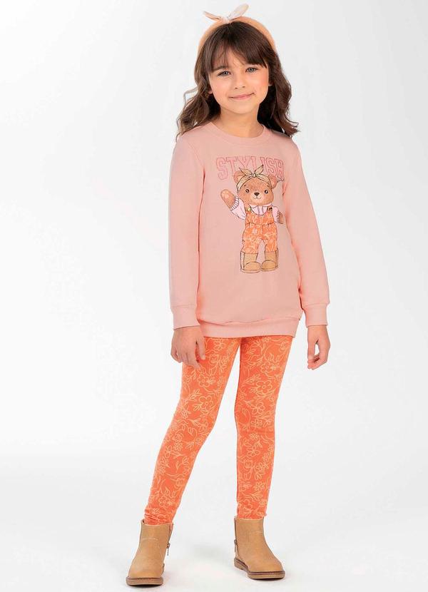 Cativa Kids - Conjunto Feminino Infantil com Estampa Rosa