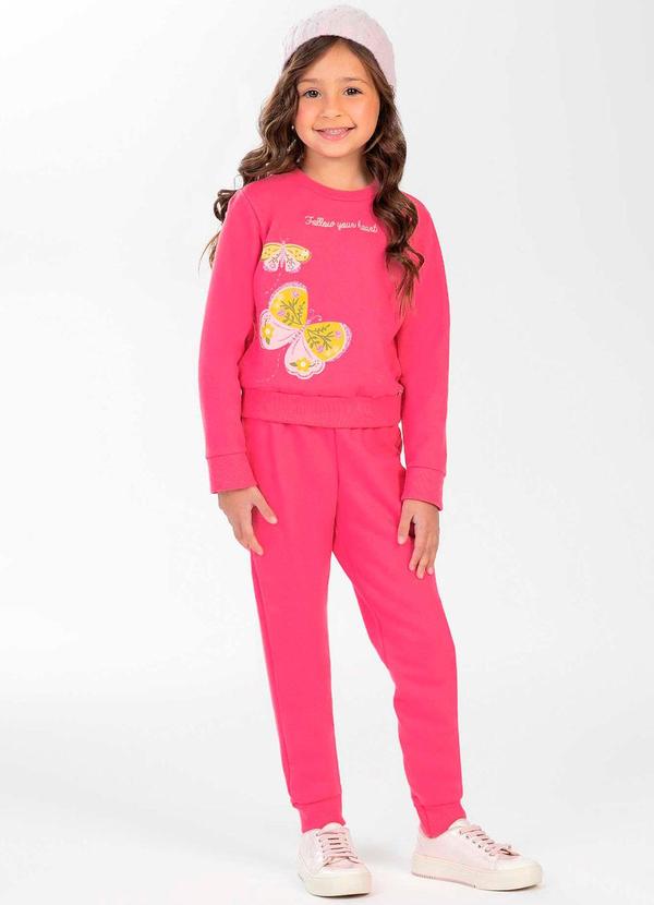 Cativa Kids - Conjunto Feminino Infantil com Estampa Rosa