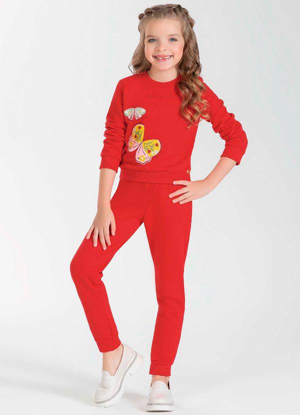 Cativa Kids - Conjunto Feminino Infantil com Estampa Vermelho