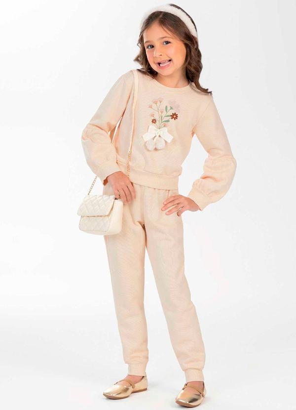 Cativa Kids - Conjunto Feminino Infantil com Glitter Bege