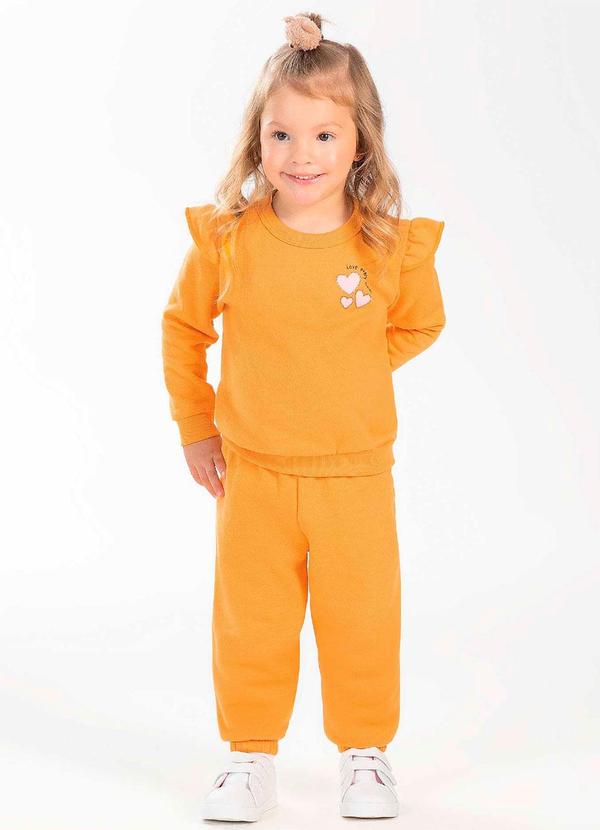 Cativa Kids - Conjunto Feminino Infantil com Glitter Laranja