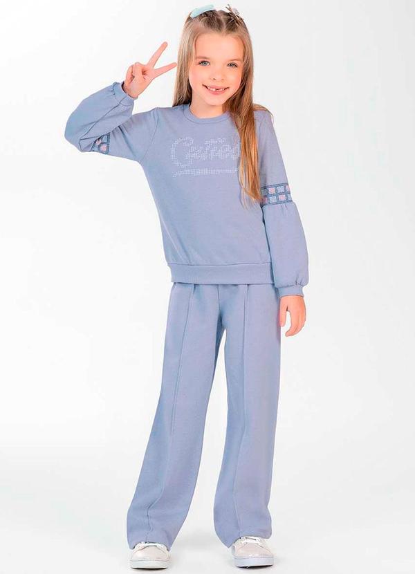 Cativa Kids - Conjunto Feminino Infantil com Relevo Azul