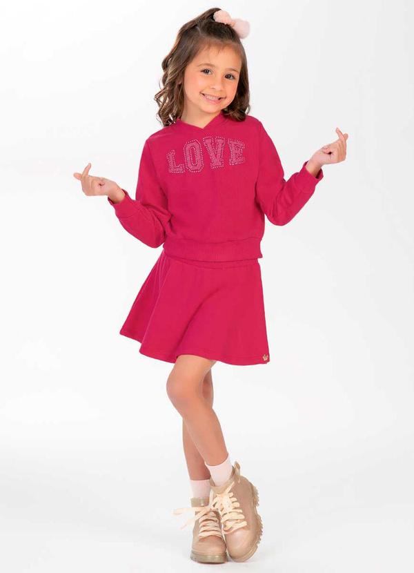 Cativa Kids - Conjunto Feminino Infantil com Strass Rosa