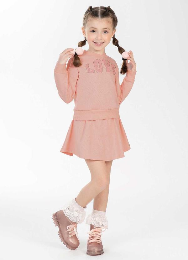 Cativa Kids - Conjunto Feminino Infantil com Strass Rosa