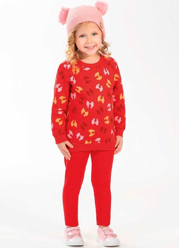 Cativa Kids - Conjunto Feminino Infantil Confortavel Vermelho