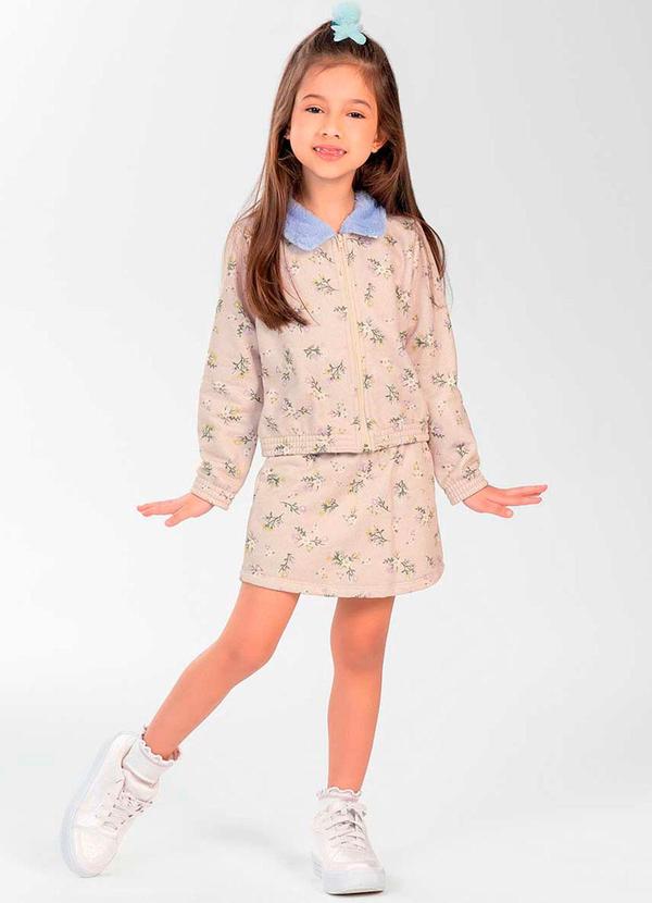Cativa Kids - Conjunto Feminino Infantil Estampado Bege