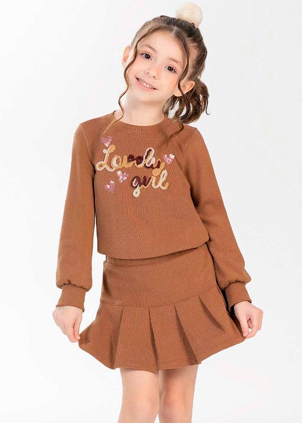 Cativa Kids - Conjunto Feminino Infantil Lantejoulas Bege