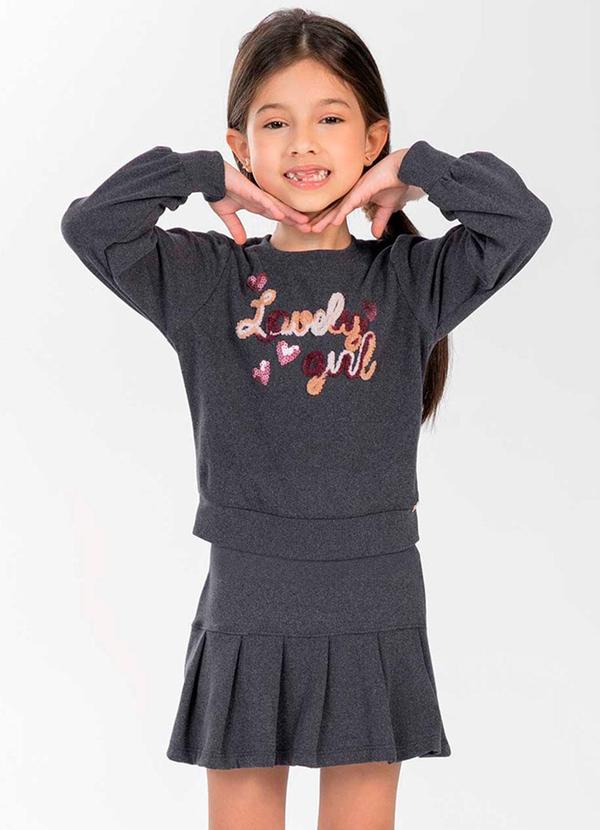 Cativa Kids - Conjunto Feminino Infantil Lantejoulas Cinza