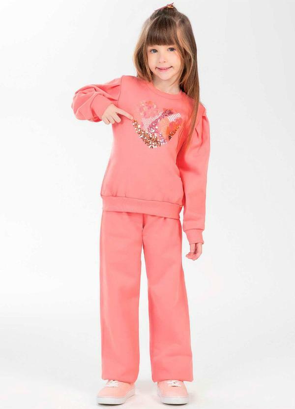 Cativa Kids - Conjunto Feminino Infantil Lantejoulas Rosa