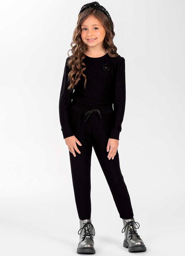 Cativa Kids - Conjunto Feminino Infantil Moderno Preto