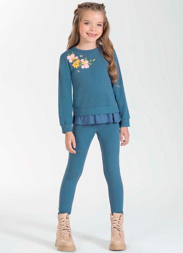 Cativa Kids - Conjunto Feminino Infantil Peluciado Azul
