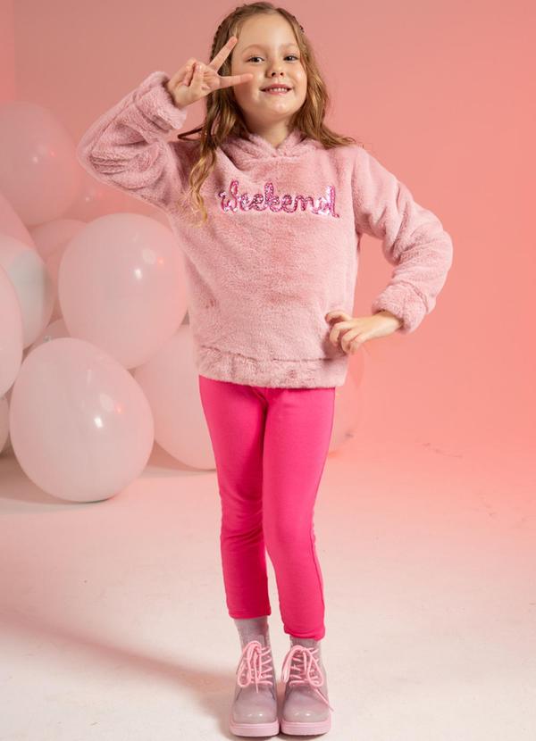 Cativa Kids - Conjunto Feminino Infantil Peluciado Rosa