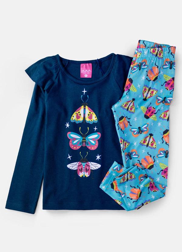 Laluna - Conjunto Feminino Mariposas Marinho 2