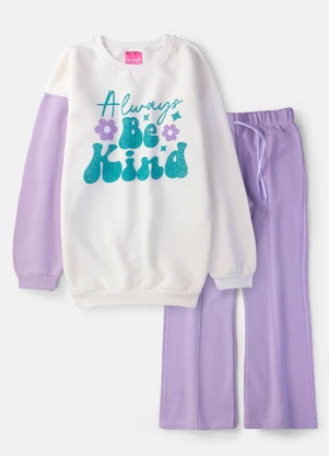Laluna - Conjunto Feminino Moletom Be Kind Lilás - LALUNA