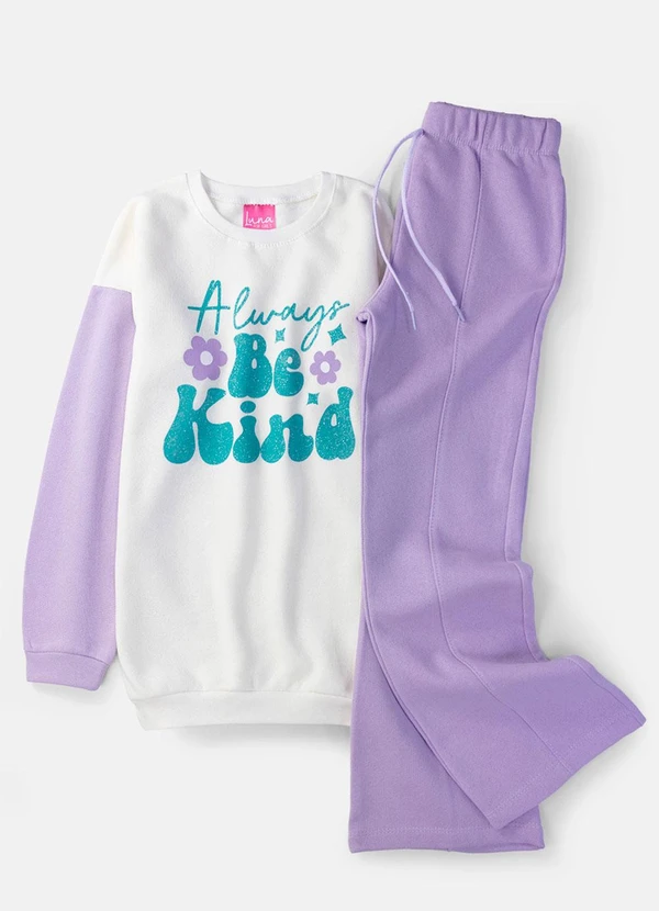 Laluna - Conjunto Feminino Moletom Be Kind Lilás 2