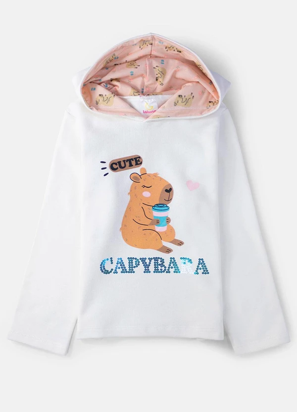 Laluna - Conjunto Feminino Moletom Cute Capybara Creme 3