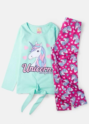 Laluna - Conjunto Feminino Unicorn Magical Verde Água - LALUNA