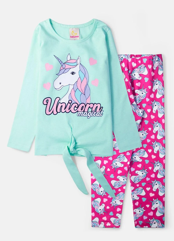 Laluna - Conjunto Feminino Unicorn Magical Verde Água