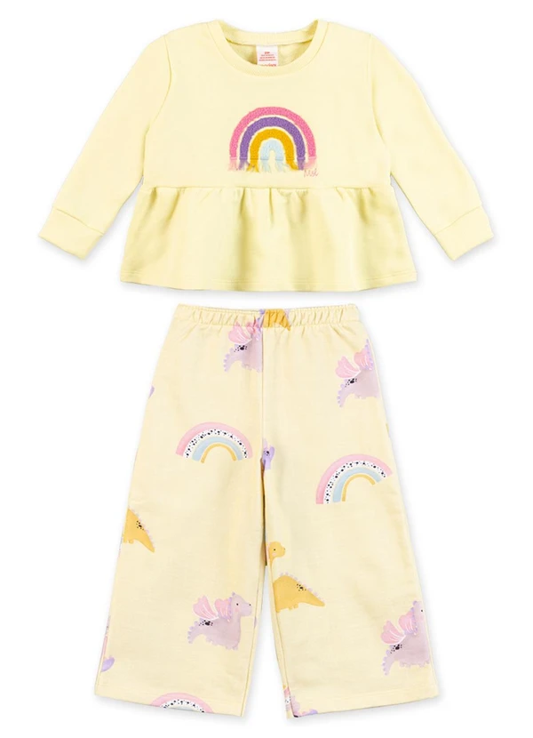 Marisol - Conjunto Flay Longo Infantil Amarelo
