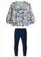 Carinhoso - Conjunto Floral em Cotton Azul - variação: Azul