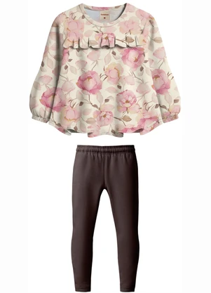 Carinhoso - Conjunto Floral em Cotton Rosê - CARINHOSO
