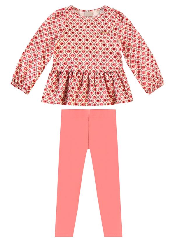 Carinhoso - Conjunto Floral em Cotton Vermelho