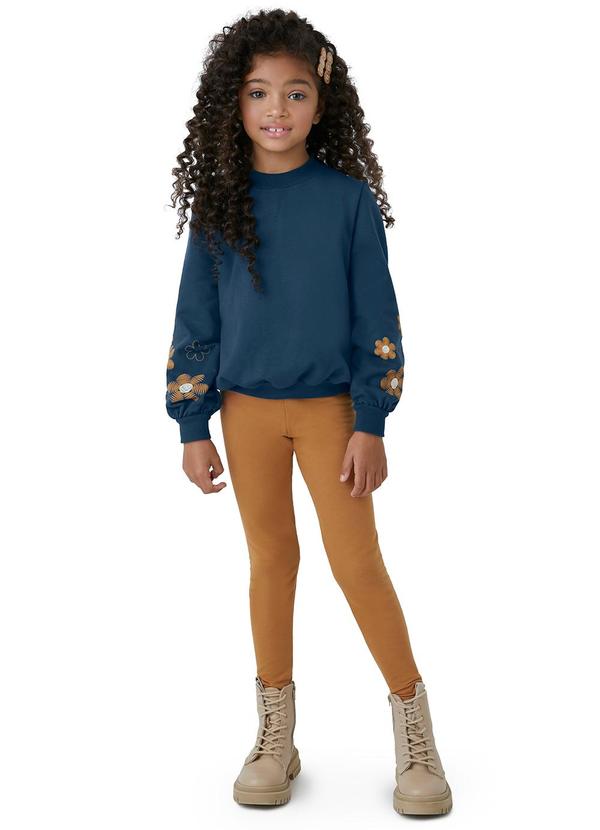 Carinhoso - Conjunto Floral em Puff Menina Azul