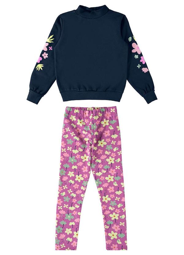 Malwee Kids - Conjunto Floral Flanelado Menina Azul