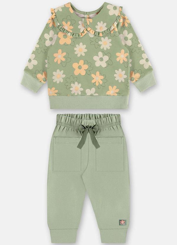 Up Baby - Conjunto Floral para Bebê Menina Verde 3