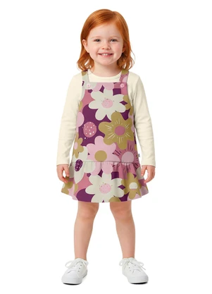Malwee Kids - Conjunto Floral Texturizado Bege - MALWEE KIDS
