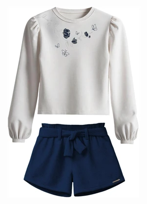 Carinhoso - Conjunto Flores & Borboletas com Bordado Branco - CARINHOSO