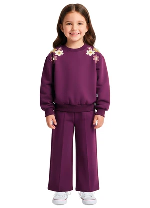 Malwee Kids - Conjunto Flores com Pompom Malva - MALWEE KIDS