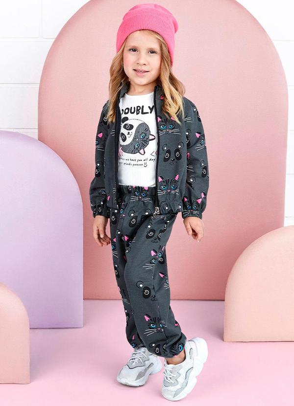 Momi - Conjunto Fofo Gatos & Pandas Chumbo