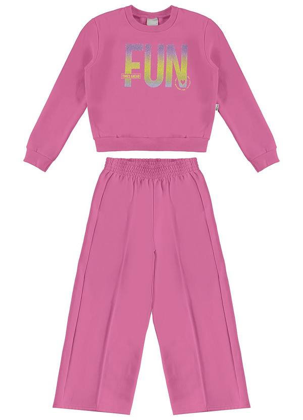 Malwee Kids - Conjunto Fun em Moletom Rosa