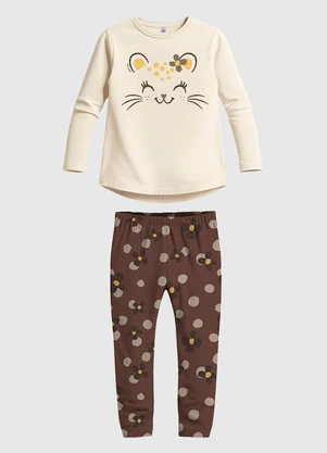 Malwee Kids - Conjunto Gatinha em Malha Off White - MALWEE KIDS