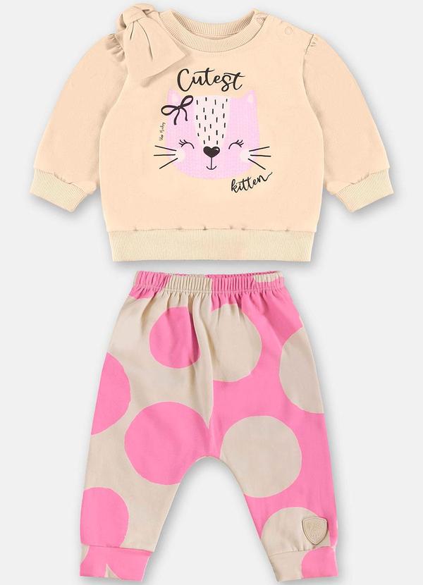 Up Baby - Conjunto Gatinho Bebê Menina Bege 2