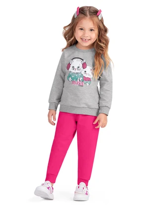 Outlet - Conjunto Gatinhos Musicais Menina Cinza - OUTLET