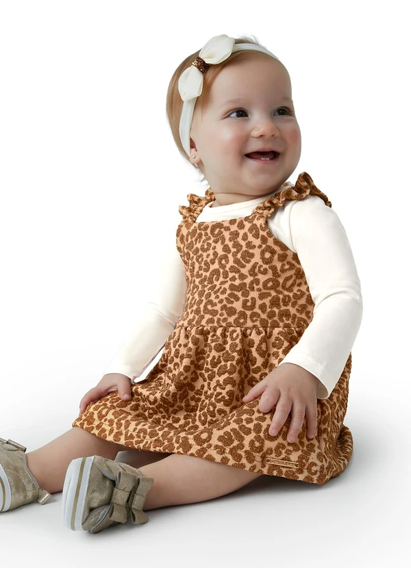 Carinhoso - Conjunto Geométrico Godê Menina Bege