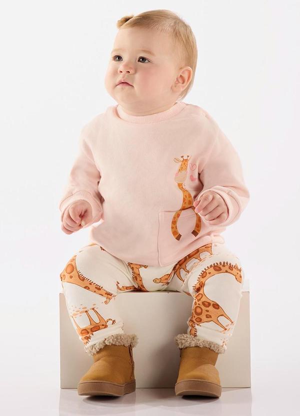 Up Baby - Conjunto Girafa Bebê Menina Rosa